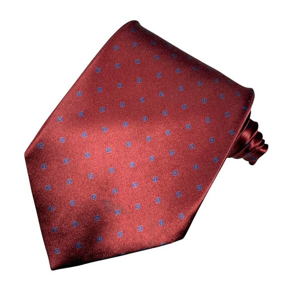 Hickey Freeman Collection Merlot Silk Geometric Necktie Made in Italy 58" x 4" - Picture 9 of 9